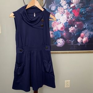 Navy Blue Retro Sleeveless Dress
